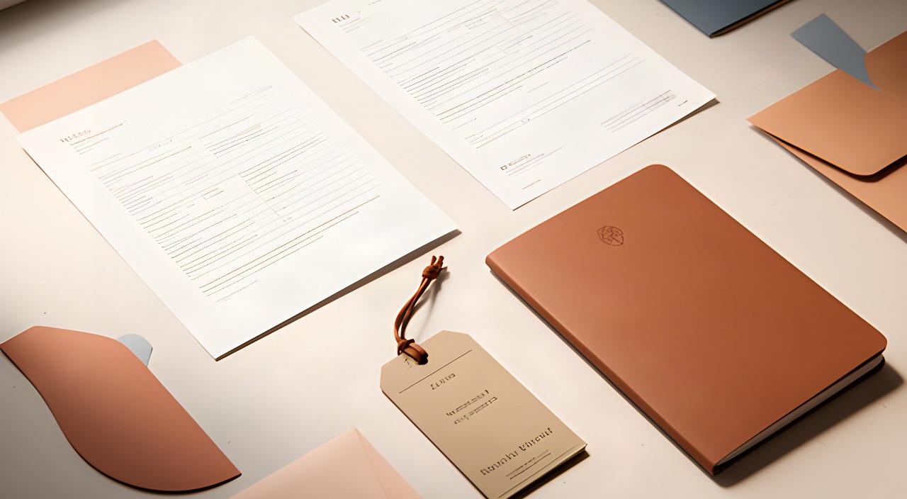 Reiseunterlagen, Kofferanhänger und Notizbuch auf einem Arbeitstisch in Zürich